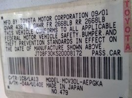 2002 TOYOTA CAMRY SILVER XLE 3.0  AT.  Z24887